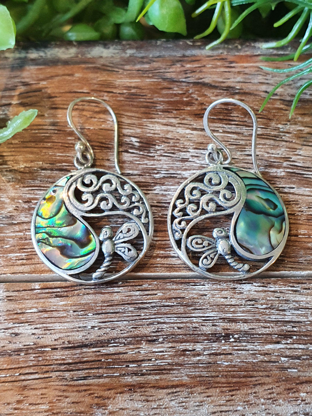 Earrings Dragonfly Paua